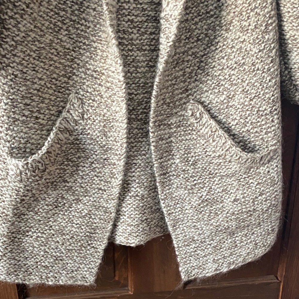 Vintage hand knit wool blend heavy open front sweater cardigan - Picture 2 of 13